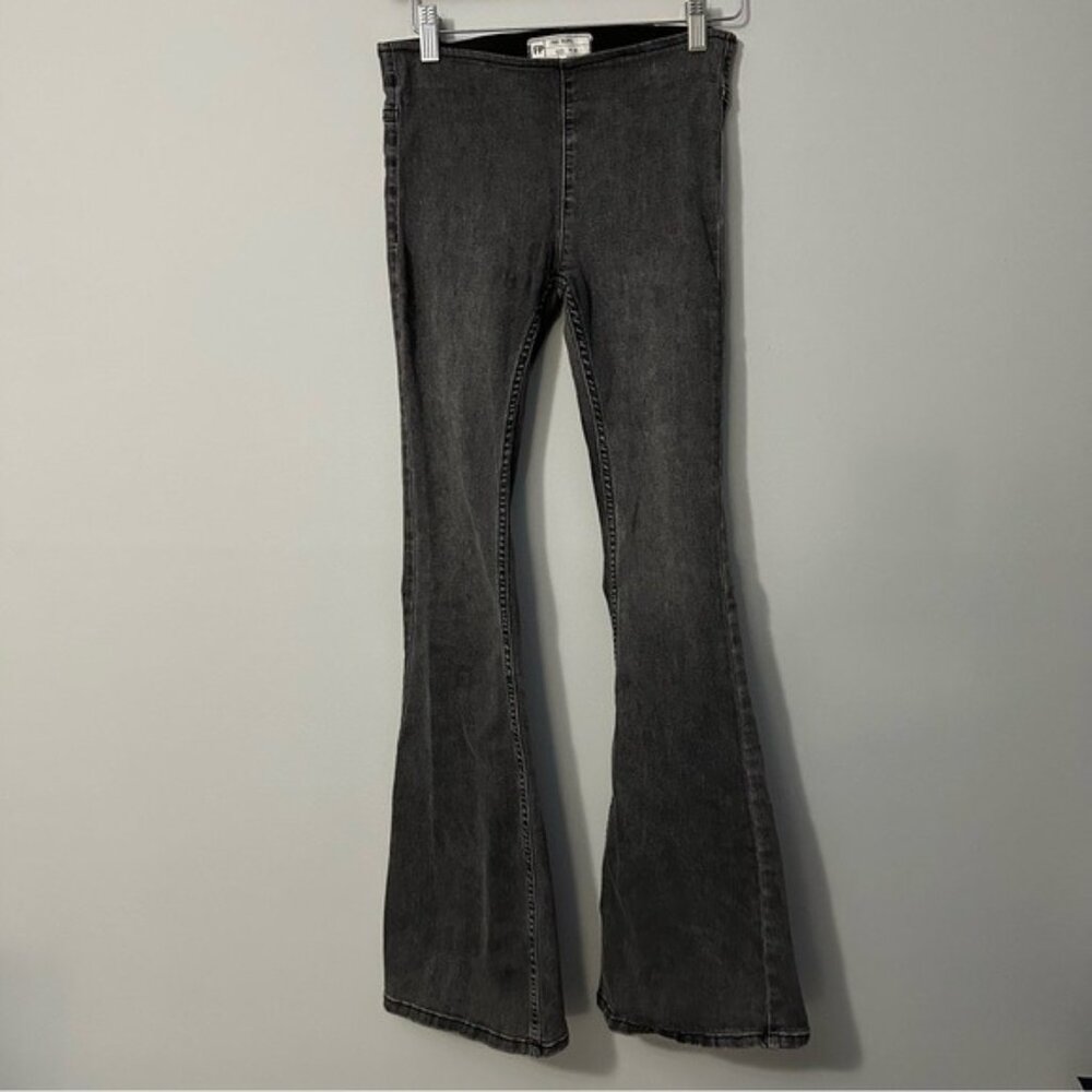 Free People Flare Jeans Black Washed High Rise Y2K Retro Size 24 Boho - Picture 3 of 16